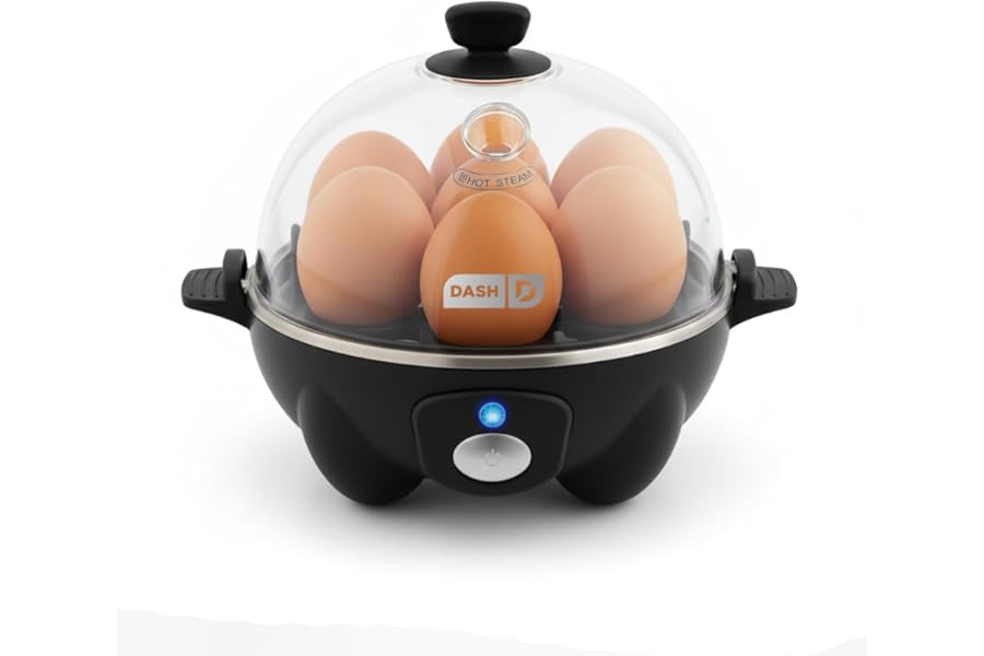 Dash Rapid Egg Cooker - Boiler, Poacher & Steamer - Includes Measuring & Recipe Guide - Dishwasher Safe - BPA Free - Holds 7 Eggs, Black