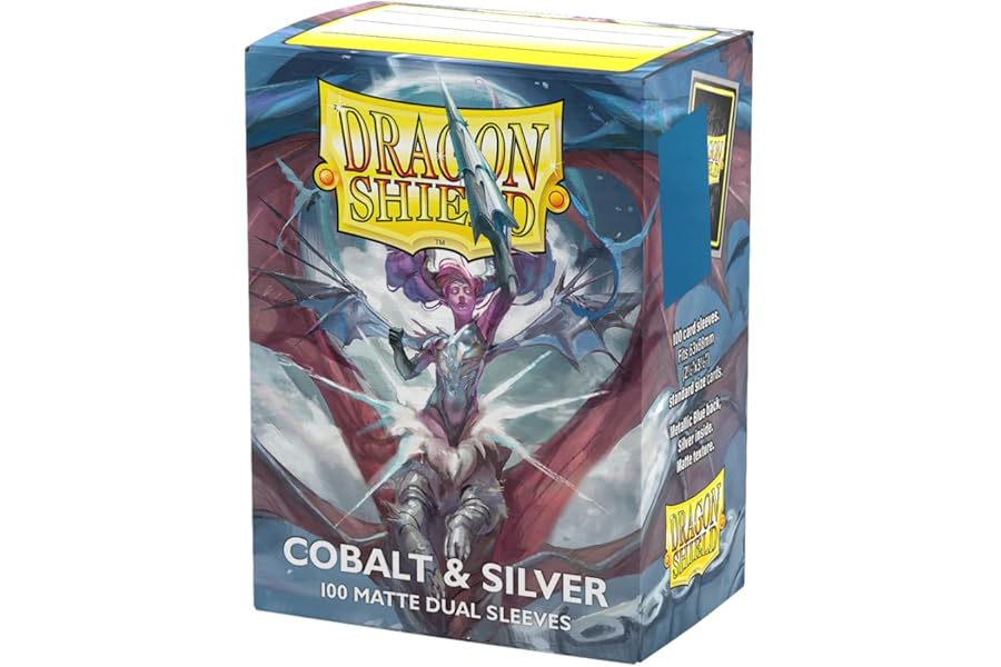 Dragon Shield | Matte Dual Standard Size Card Sleeves | 100 - Smooth & Tough Premium TCG Sleeves - Compatible with Pokemon, One Piece & Magic the Gathering | Cobalt & Silver