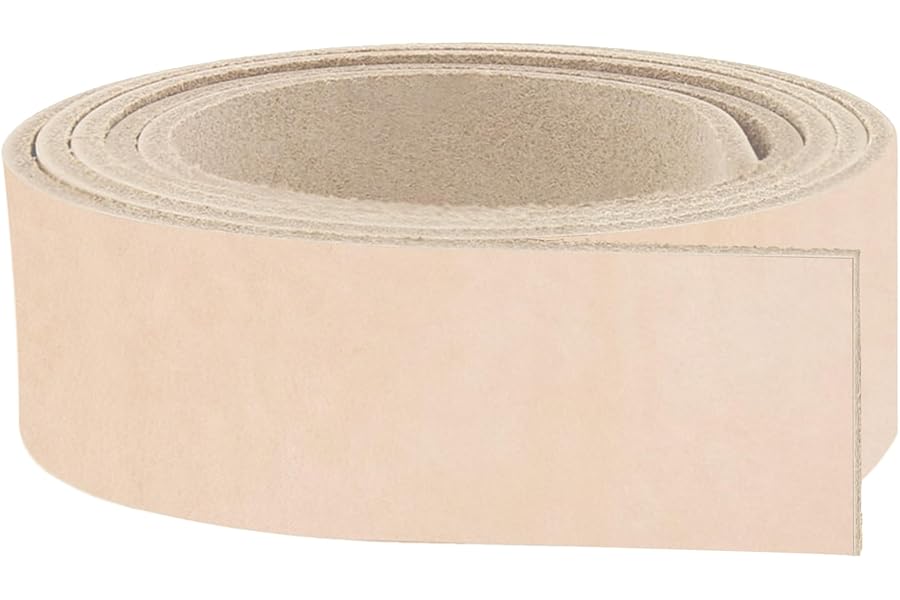 ELW Leather Strap, 8-9 Oz, 1.5 inch Wide x 50", Cowhide Veg Tan Leather Belt Blank, Leather Strips, Leather Crafting,Tooling Leather, Tan Leather Straps for Crafts, Belt Making Leather