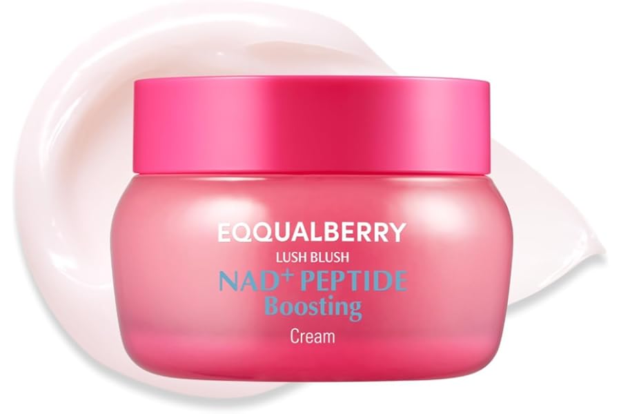 EQQUALBERRY NAD+ Peptide Boosting Cream – NAD+ 5% & 13 Peptides Anti-Aging Korean Skincare Face & Body Cream | Firming & Lifting Pink Neck Cream for Sagging Skin (1.69 fl.oz / 50ml)