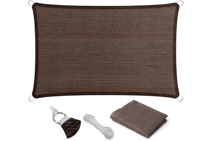 Eden's Decor Straight Flat-Edged Sun Shade Sail Rectangular 5' x 7' Brown UV-Blocking Outdoor Canopy Fabric Cloth Awning for Pergola Patio Garden Backyard Custom Size
