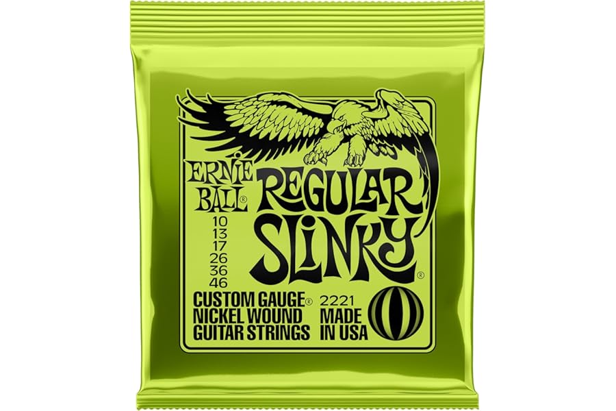 Ernie Ball Regular Slinky Nickel Wound Electric Guitar Strings, 10-46 Gauge (P02221)