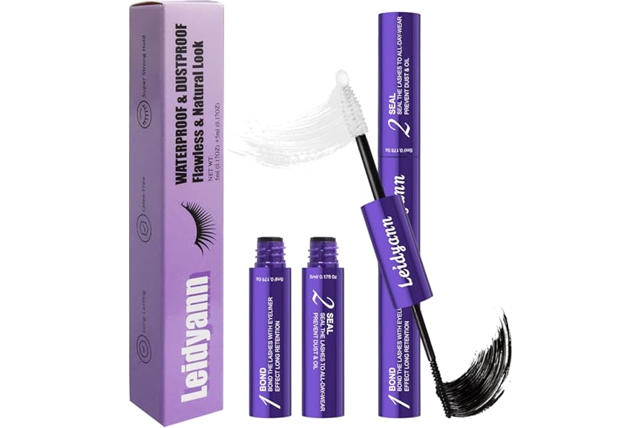 Eyelash Glue Lash Bond & Seal, 2-in-1 Adhesive for Lash Clusters & DIY Eyelash Extensions, 72H Waterproof Strong Hold, Quick Dry, Smudge-Proof, Gentle Non-Irritating Formula