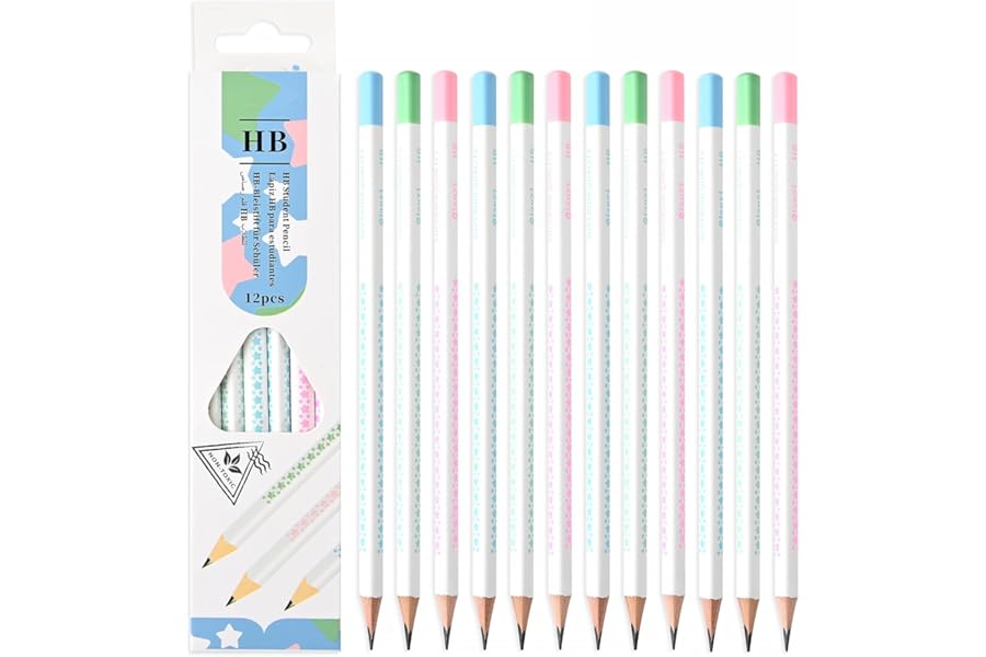 FAOGO Wood-Cased Pencils, 2 HB Soft, 12 Count, No Eraser, Handheld High-Power 6-in-1 Portable for Home 1