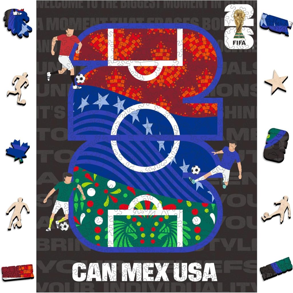 FIFA 2026 Trophy Series - Wooden Puzzle for Adult, 5MM Thick, Creative Collectible Gift for Fans, Officially Licensed Product (Logo FIELD-300, 300Pcs) : Sports & Outdoors
