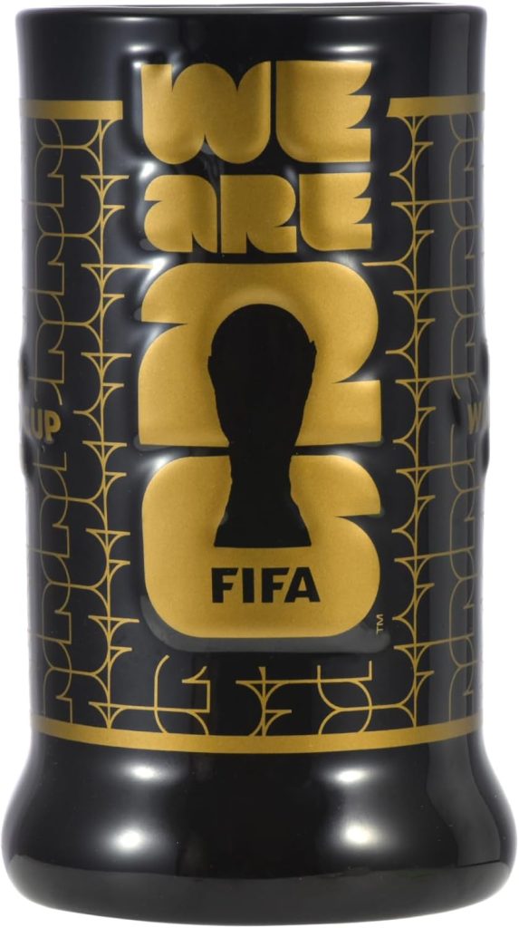 FIFA Official World Cup 2026 Beer Stein 22 oz Embossed Black & Gold Mug Collectible Trophy Emblem Cup with Handle Souvenir for Home Bar, Man Cave & Game Day