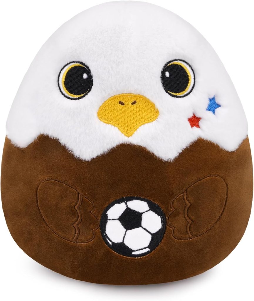 FVNPIHAM Bald Eagle Stuffed Animal, 8 Inch Eagle Plush with Soccer Ball, Cute Eagle Bird Plush Soccer Stuffed Animal for Boys Girls, World Cup 2026 Soccer Gifts for Soccer Fans : Toys & Games
