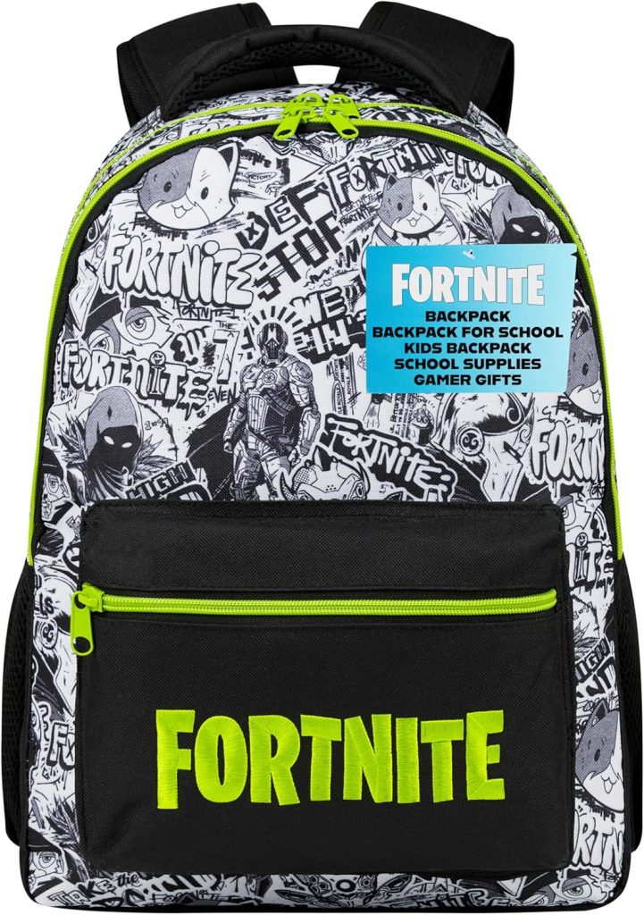 Fortnite Backpack for Kids Teens School Bookbag Travel Bag Rucksack for Vacation Sports Gifts for Kids (Black AOP)
