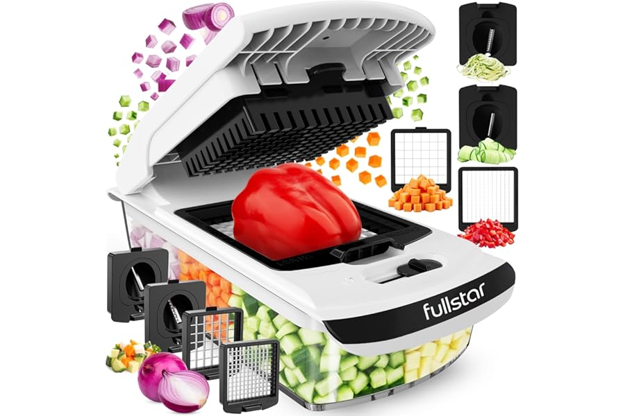 Fullstar The Original Pro Chopper - Vegetable Chopper and Spiralizer, Food Chopper with Container, Fruit Slicer, Kitchen Gadgets & Gifts, Home Essentials (4 in 1, White)