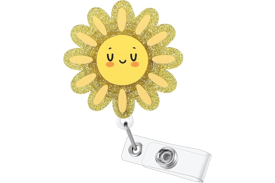 Funny Sunshine Nurse Badge Reel, Cute Sun Retractable ID Badge Holder with Alligator Clip, Name Tag Badge Buddy for Pediatrics ER RN CNA LPN MA Nursing Student Social Worker Teacher PhD Office Staff