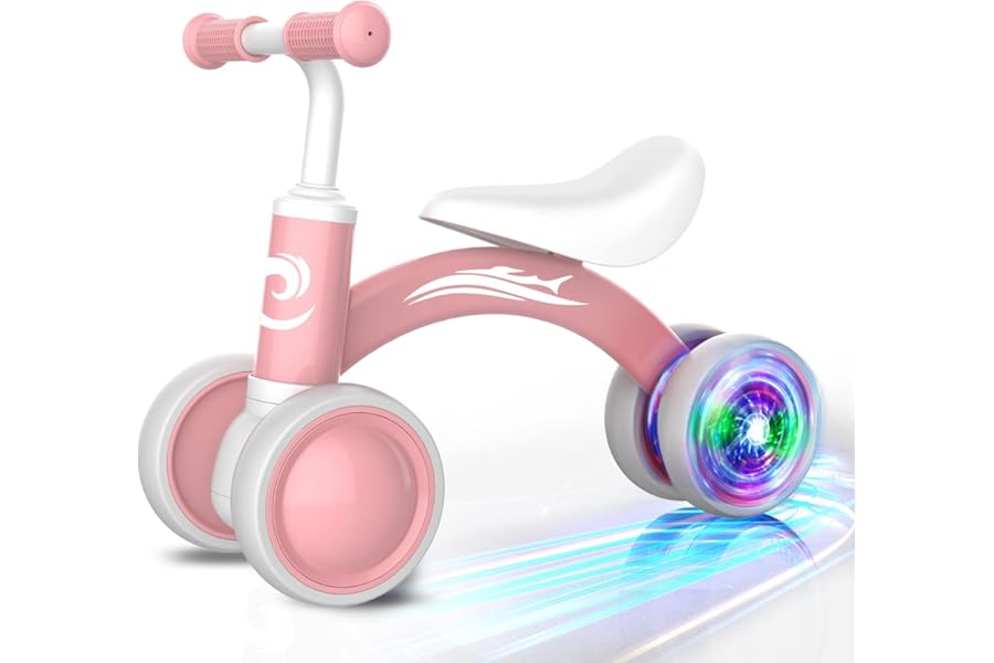 Gamfeiny Colorful Lighting Baby Balance Bike Toys for 1 Year Old Boy Girl Gifts, 10-36 Month Toddler Balance Bike, No Pedal 4 Silence Wheels & Soft Seat First Riding on Toys, 1st Birthday Gifts