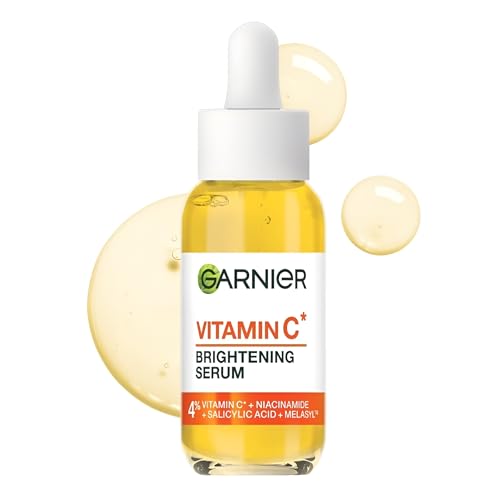 Garnier Vitamin C Serum for Face, Brightening Serum with 4% Vitamin C + Niacinamide + Salicylic Acid, Dark Spot Reducer & Evens Skin Tone, Suitable for Sensitive Skin, 30ml
