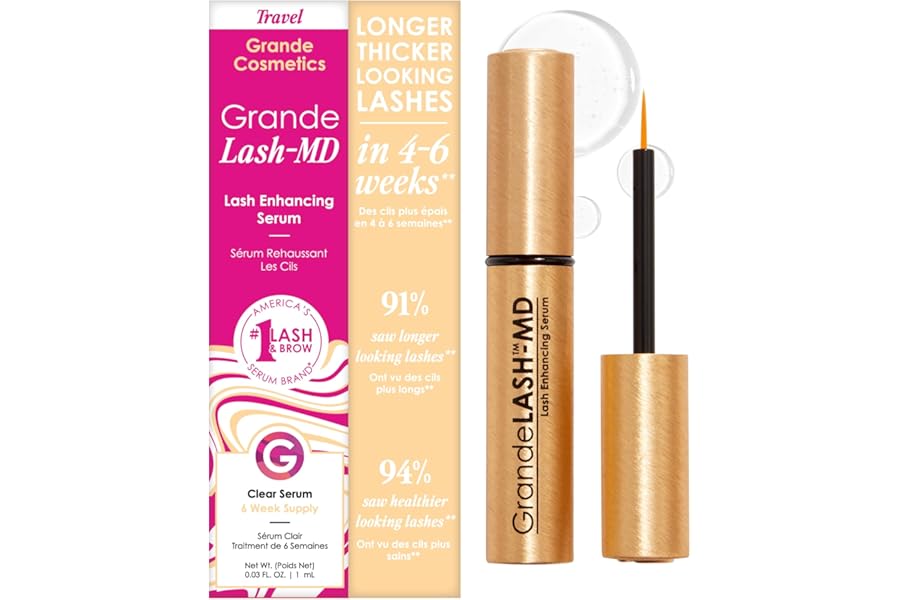 Grande Cosmetics GrandeLASH-MD Lash Enhancing Serum - Peptide & Vitamin Infused Formula for Longer, Thicker, Fuller Looking Lashes - Ophthalmologist Tested, Cruelty-Free
