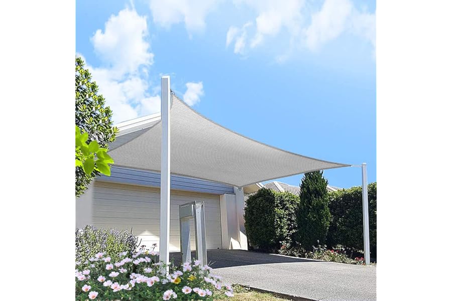 HOMA 12' x 22' Grey Rectangle Sun Shade Sail Canopy, 95% UV Blockage Awning Shelter Fabric Cloth Screen for Patio Outdoor Backyard - Heavy Duty Commercial Grade (Custom Size - Made in USA)