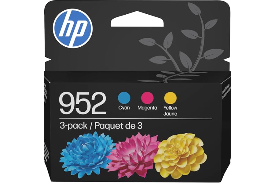 HP 952 Cyan, Magenta, Yellow Ink Cartridges (3-Pack) | Works with Printer Series: OfficeJet 8702, OfficeJet Pro 7720, 7740, 8210, 8710, 8720, 8730, 8740 | Eligible for Instant Ink | N9K27AN
