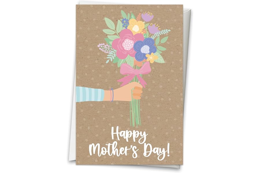 Hadley Designs Happy Mothers Day Card For Mom - 8x5.3in Mother's Day Card For Mom, Mother Gift Greeting Cards, Premium Single Mother Cards From Daughter and Son, Designed in USA
