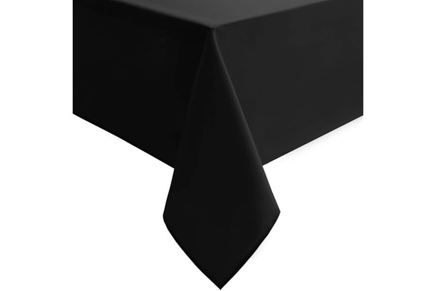 Hiasan Black Rectangle Tablecloth - 54 x 80 Inch - Waterproof & Wrinkle Resistant Washable Fabric Table Cloth for Dining, Party and Outdoor use