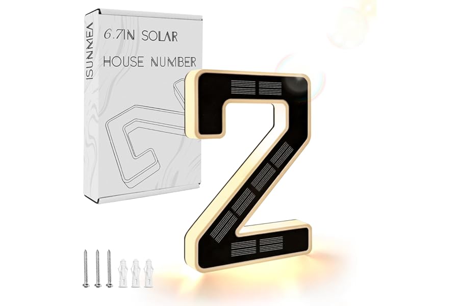 ISUNMEA 6.7 Inch Solar Lighted House Numbers for Outside, Light Up Waterproof LED Address Signs for Houses, Backlit Illuminated Exterior Modern House Numbers Light (2-Black, 6.7IN)