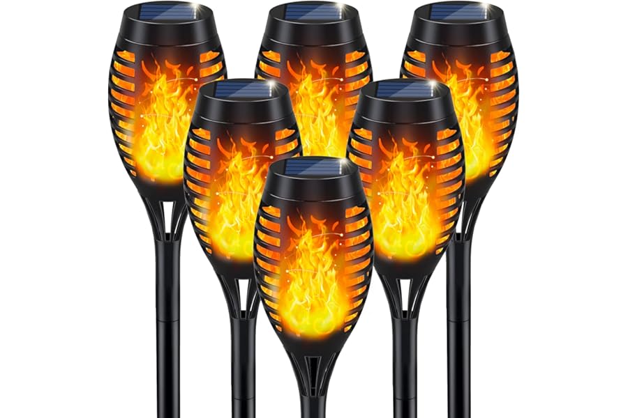 IkeeRuic Solar Lights Outdoor, Solar Torch Light with Flickering Flame for Outdoor Decor, Solar Garden Lights, Waterproof Outdoor Lighting, Flame Torches for Outside Patio Pathway Yard Decorations