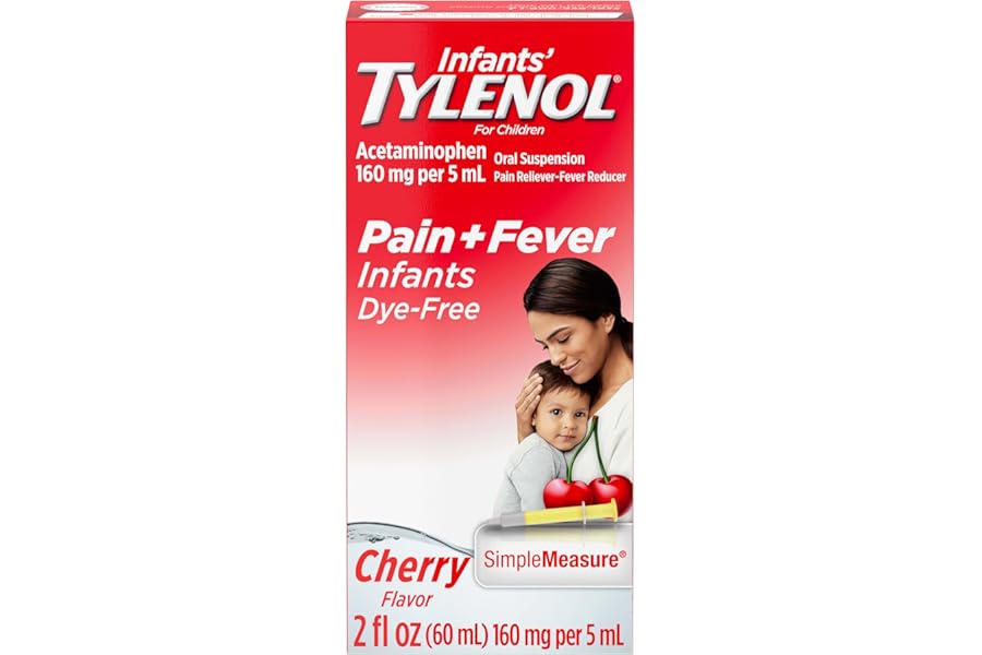 Infants' Tylenol Liquid Pain Reliever and Fever Reducer Medicine, Acetaminophen Oral Suspension for Sore Throat, Headache & T