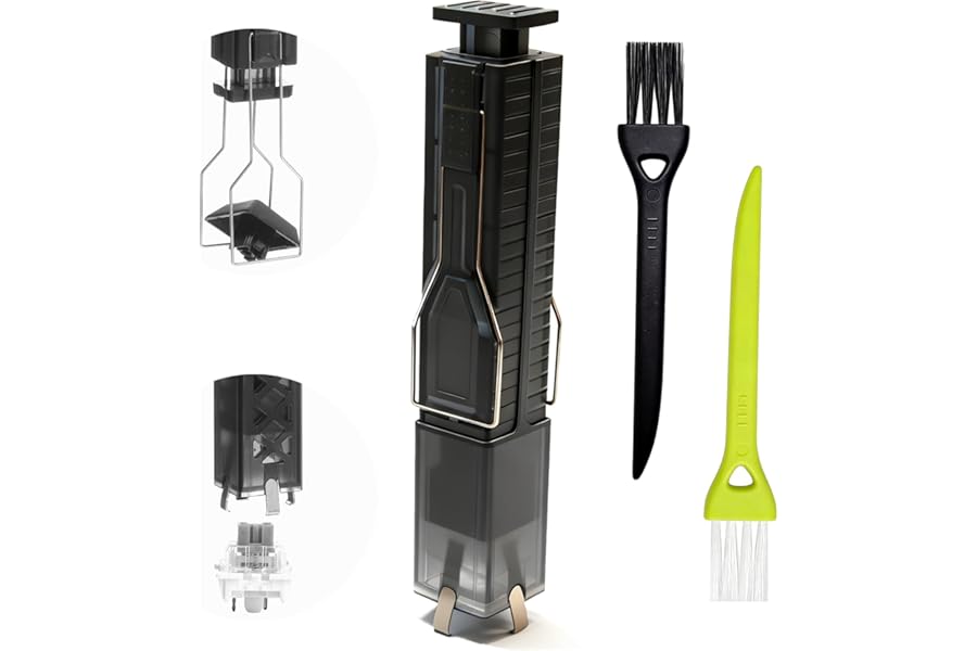 JM.JEEMI 2-in-1 Keycap Puller & Switch Puller Tool with 2 Cleaning Brushes, 4-Claw Spring-Loaded Switch Remover, Keyboard Maintenance Kit Compatible with Cherry MX Gateron Kailh Outemu Switches