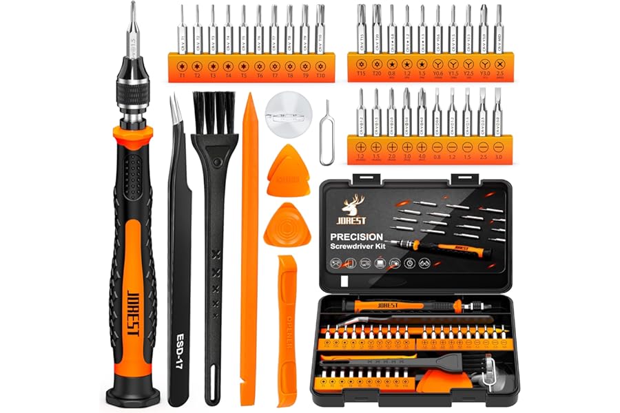 JOREST 40Pcs Small Precision Screwdriver Set with Torx Triwing Phillips, Mini Repair Tool Kit for Macbook, Computer, Laptop, PC, iPhone, PS5, Xbox, Switch, Glasses, Watch, Ring Doorbell, Electronics