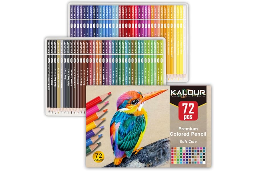 KALOUR 72 Count Colored Pencils for Adult Coloring Books, Soft Core,Ideal for Drawing Blending Shading,Color Pencils Set Gift for Adults Kids Beginners