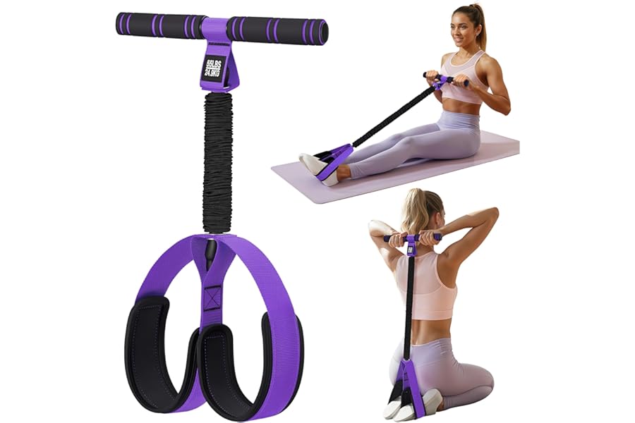 KRNIUC Pedal Resistance Band with Handle | Upgraded 55LBS Exercise Resistance Bands for Core, Abs, Legs, Glutes, Arms, Strength, Physical Therapy, Pilates, Sit Up Workout Equipment for Women Home Gym