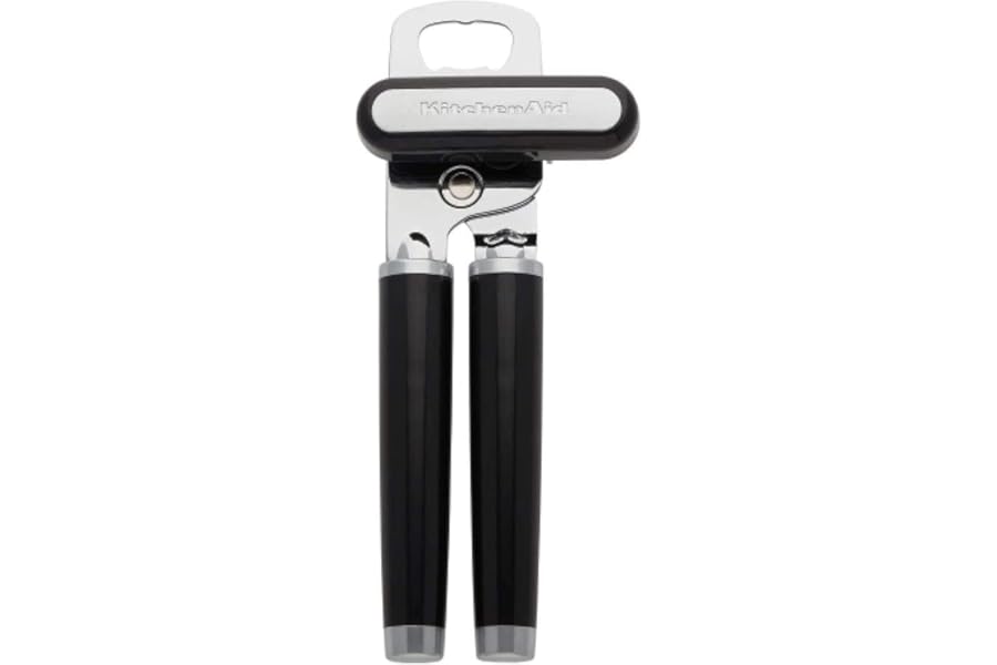 KitchenAid Classic Multifunction Can Opener and Bottle Opener Easy to Use, Razor Sharp Stainless Steel Cutting Wheel, Soft Ergonomic Handles, Black