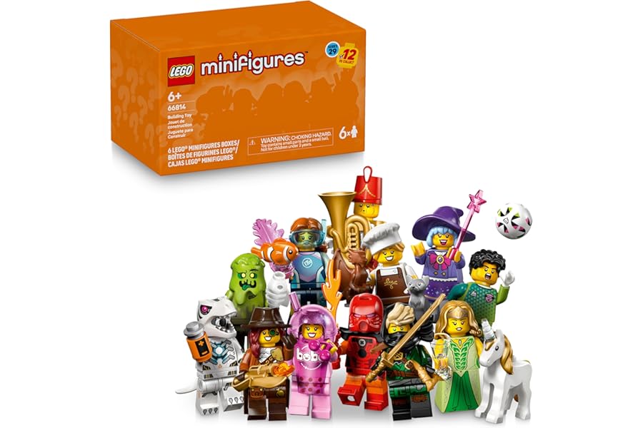 LEGO Minifigures Series 29 6 Pack - Mystery Box Multipack - Birthday Party Favors for Boys & Girls, Ages 6+ - Goodie Bag Stuffers for Kids - 66814