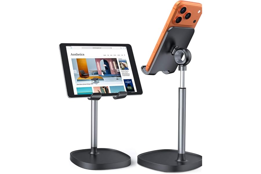 LISEN Cell Phone Stand Phone Holder for Desk Office Decor, Office Desk Accessories Women PC Gaming Essentials iPhone Stand Gadgets Men Gift for Father Fit OtterBox Case Switch iPad Air Tablet 4-10 in