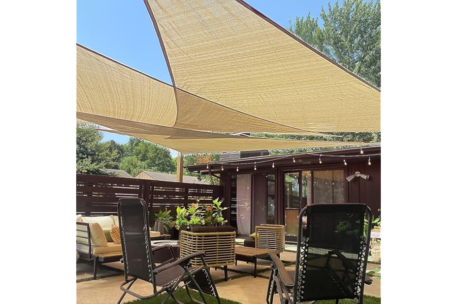 LOVE STORY 12' x 12' x 12' Triangle Sun Shade Sail Canopy UV Block Sunshade for Outdoor Patio Garden Backyard, Sand (We Make Custom Size)
