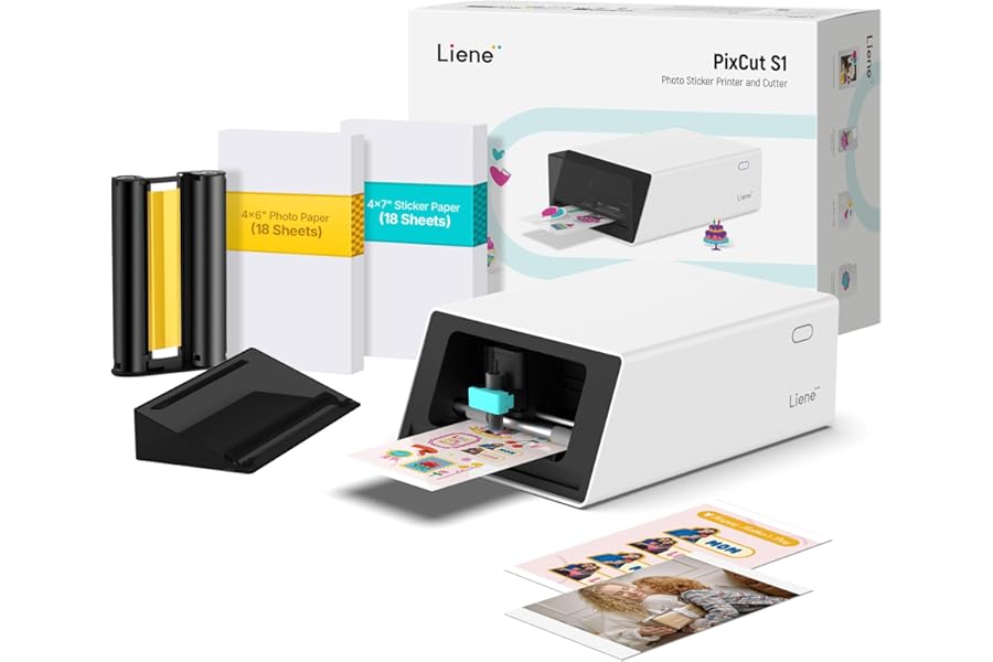 Liene PixCut S1 Color Sticker Printer & Cutting Machine - All-in-One Sticker Maker for DIY Crafts, Custom Labels & Gifts. The