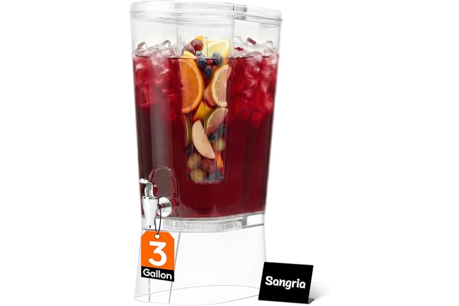 Lifewit 3 Gallon Drink Dispenser for Parties, Large Plastic Beverage Container for Juice/Tea/Soda with Stand & Ice Core, Clear Lemonade Dispenser with Spigot, BPA Free Water Pitcher for Hosting