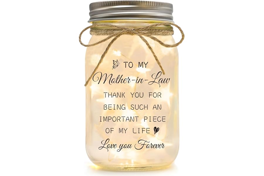 Luckyyds Mother in Law Gift, Mason Jar Night Lights - Best Mothers Day Birthday Christmas Gift for Mother in Law, Mother of The Groom Gifts