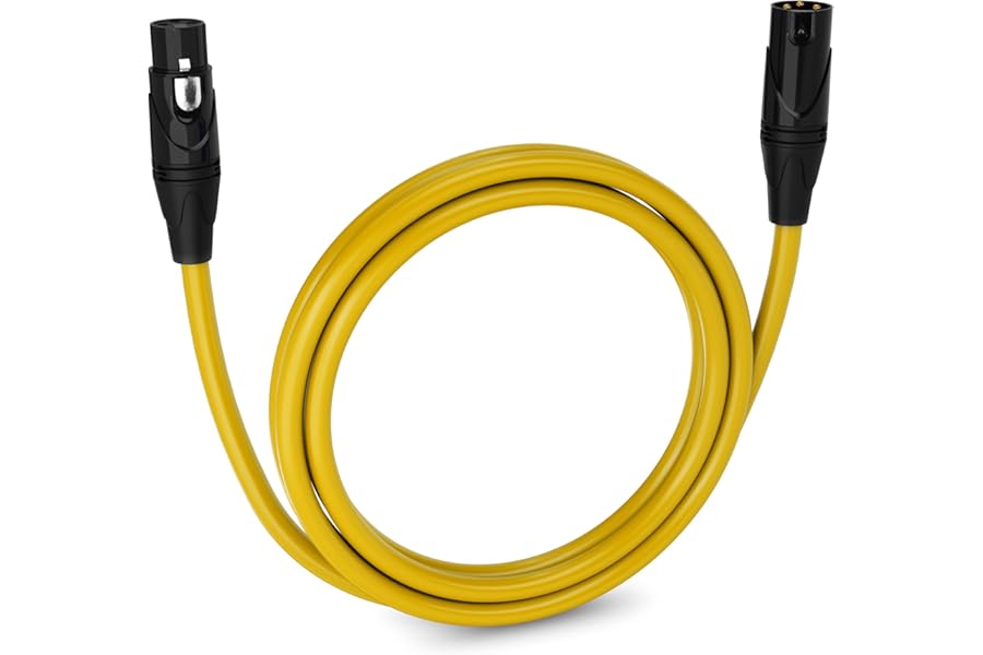 LyxPro 6 Feet XLR Microphone Cable Balanced Male to Female 3 Pin Mic Cord for Powered Speakers Audio Interface Professional Pro Audio Performance and Recording Devices - Yellow