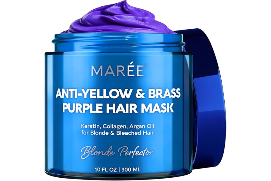 MAREE Anti Yellow Purple Hair Mask for Damaged Hair - Purple Deep Conditioner & Blonde Toner - Hydrating Deep Conditioning fo
