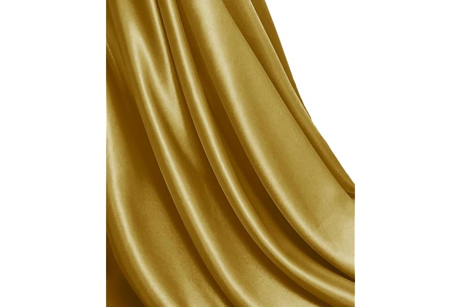 MDS Satin Fabric 10 Yards, 44" Wide, Silky Smooth Charmeuse Sateen Cloth for Wedding Arch Drapery Panel Backdrop Party Event Banquet Home Decoration Curtain Crafts DIY Sewing Costume - Gold