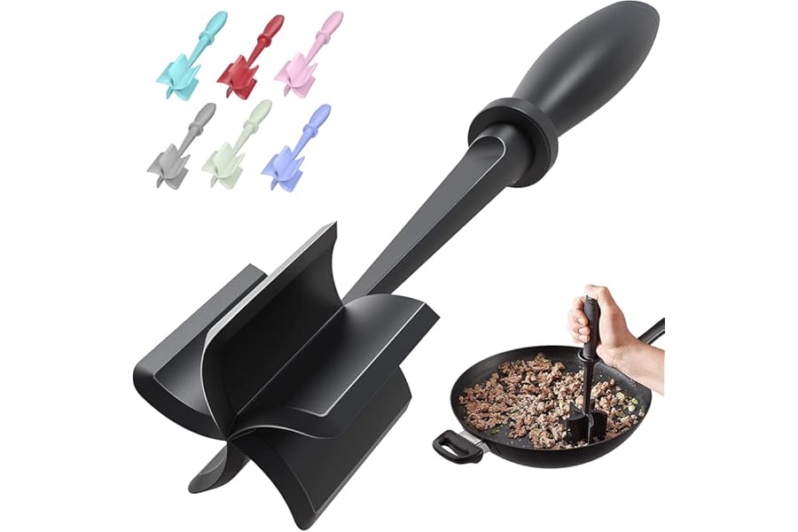 Meat Chopper, Hamburger Grinder, Premium Heat Resistant Smasher for Ground Beef, Burger Grinder Nylon Potato Mix Tool, Meat & Poultry Tenderizers-Black