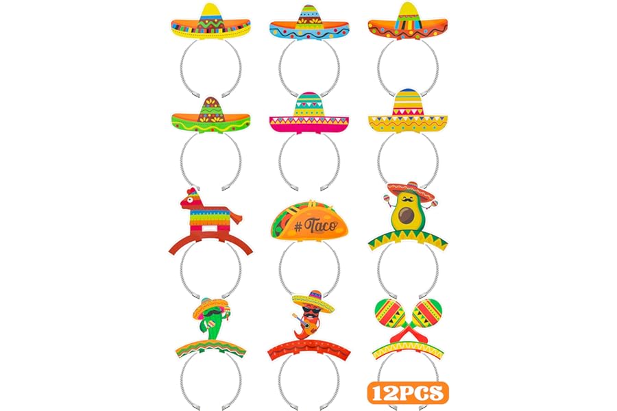 Melisheer Cinco De Mayo Decorations, Sombrero Party Hats, Mexican Colorful Cardboard Headbands, Fiesta Head Toppers Decor