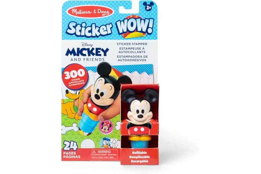 Melissa & Doug Sticker Wow!™ 24-Page Activity Pad and Sticker Stamper, 300 Stickers, Arts and Crafts Fidget Toy Collectible Character – Disney Mickey Mouse - for Kids Ages 3+ - FSC Certified