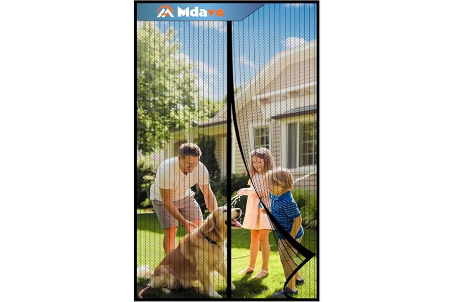 Mesh Screen with Magnetic Closure-Keeps Bugs Out Let Breeze in, Heavy Duty - Pet and Kid Friendly, Works with Front, Sliding Doors (38 x 82 Inch)