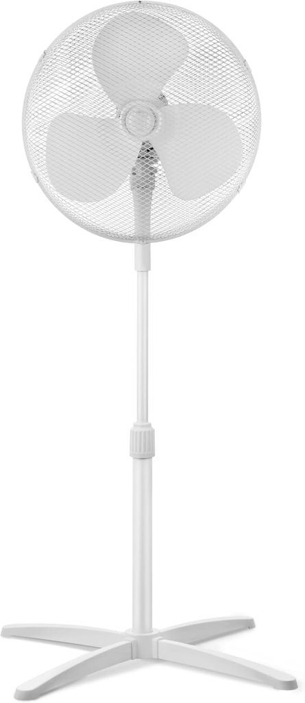 Midea MPF25MW Ventilateur sur pied 40W, Hauteur Réglable Jusqu'à 125 cm，3 Vitesses, Oscillation 90°, Puissant et Silencieux, Idéal pour la Maison et le Bureau, Blanc
