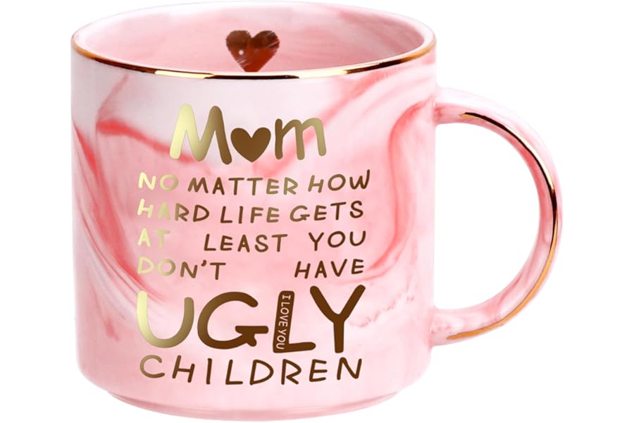 Mothers Day Gifts for Mom from Daughter Son - 12oz Funny Coffee Mug for Mom Wife from Husband Unique Marble Coffee Cup with G