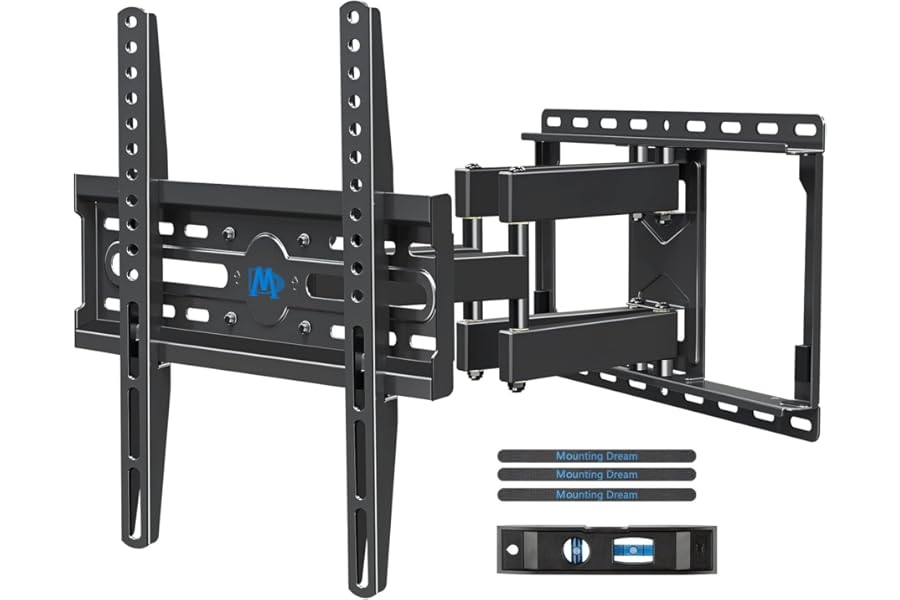 Mounting Dream TV Wall Mount for 32-65 Inch Television,Mount with Swivel and Tilt, Full Motion Bracket with Articulating Dual Arms, Fits 16inch Studs, Max VESA 400X400 mm, 99lbs, MD2380