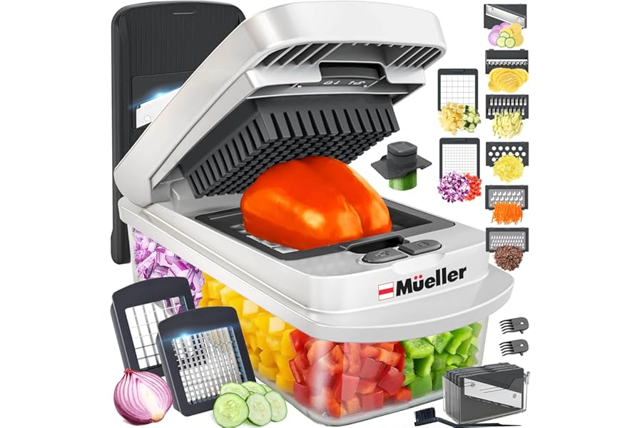 Mueller The Real Original Pro Chopper since 2013 Vegetable Chopper Mandoline Slicer, 8 Blade Food Veggie Chopper Onion Vegetable Cutter with Container, Kitchen Gadgets & Essentials, (10 in 1)