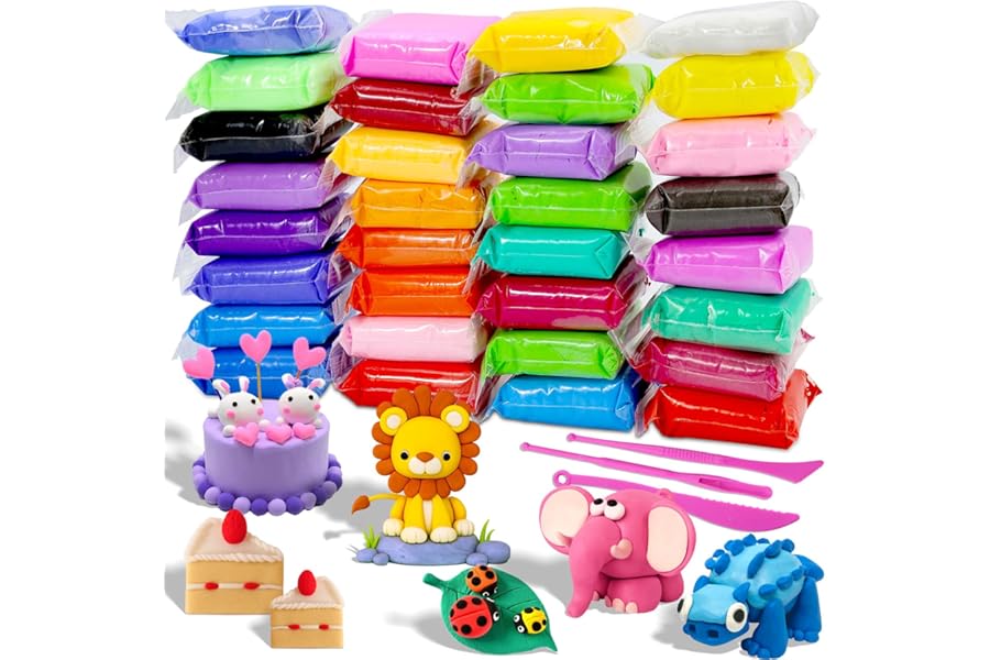 MuseLuxe Air Dry Clay - 32 Colors Modeling Clay Kit with 3 Sculpting Tools,Safe & Non-Toxic,DIY Magic Gifts Toys for Boys,Girls,Kids