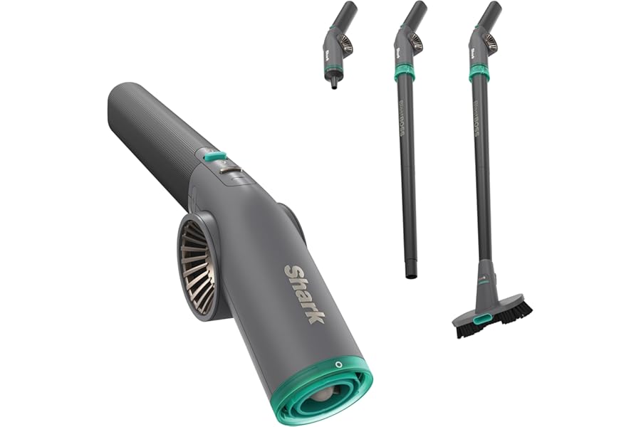 NEW Shark BlastBoss — All-in-One Air Blasting System with BlastBroom, Precision Nozzle, Extension Wand, Indoor/Outdoor Cleaning, 0-190 MPH, Cordless Handheld Blower, Rechargeable, Charcoal, AB2111