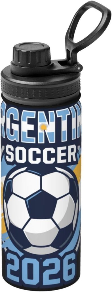 NUJTKAU Argentina Soccer 2026 Football Stainless Steel Insulated Tumbler Sports Water Bottle Reusable Hot and Cold Travel Cup 18oz: Home & Kitchen