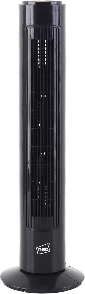 Neo 29" Inch Air Cooling Cooler Free Standing Quiet Bedroom Bladeless Tower Fan 3 Speed Oscillating (Black)